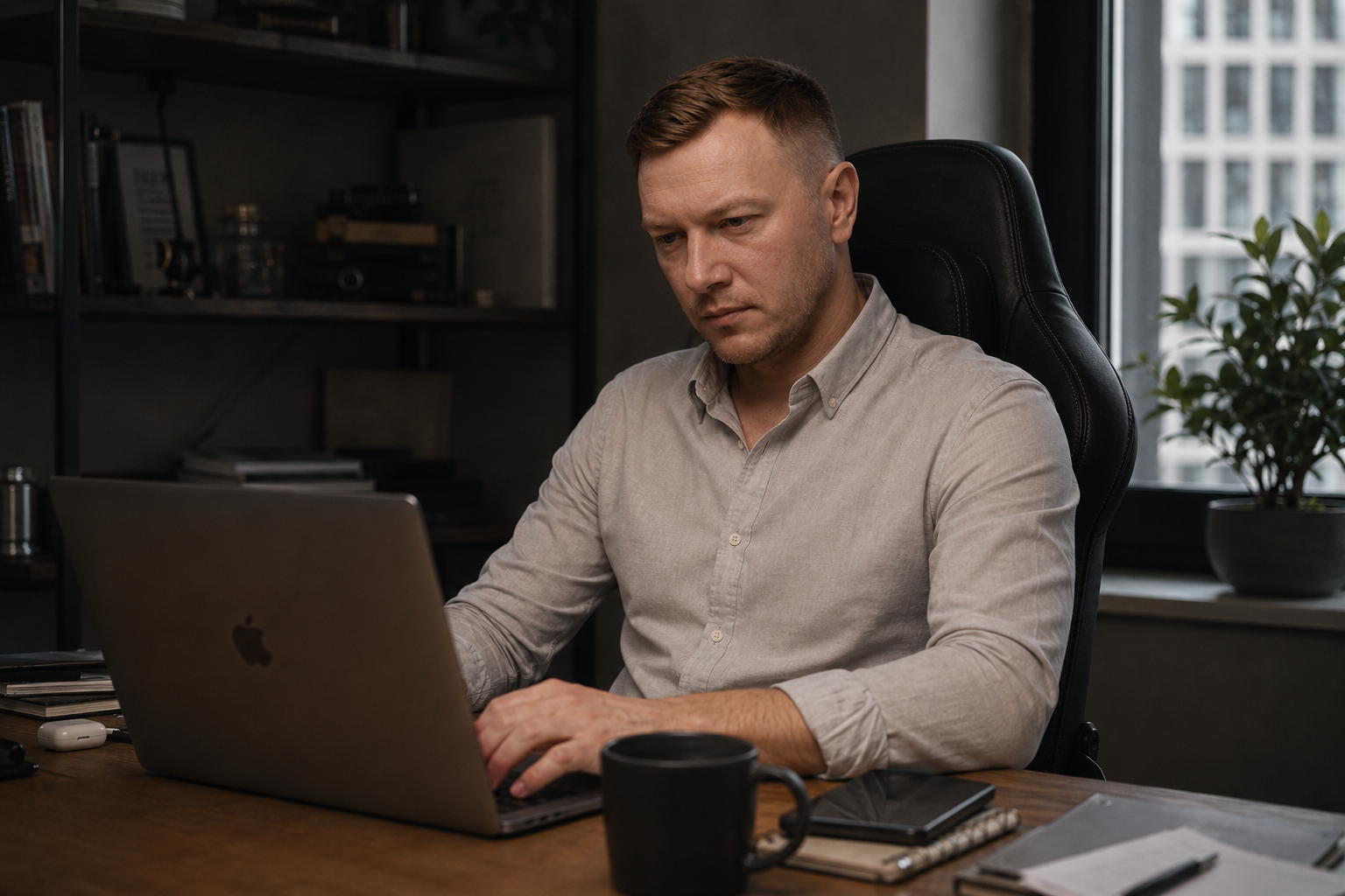 Alex Yarosh working at a laptop